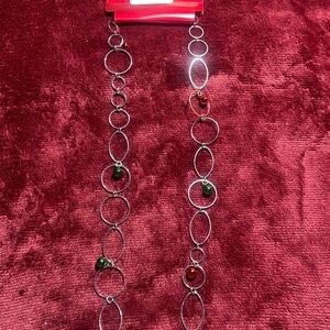 Elegant Silver Necklace with Red and Green Accents